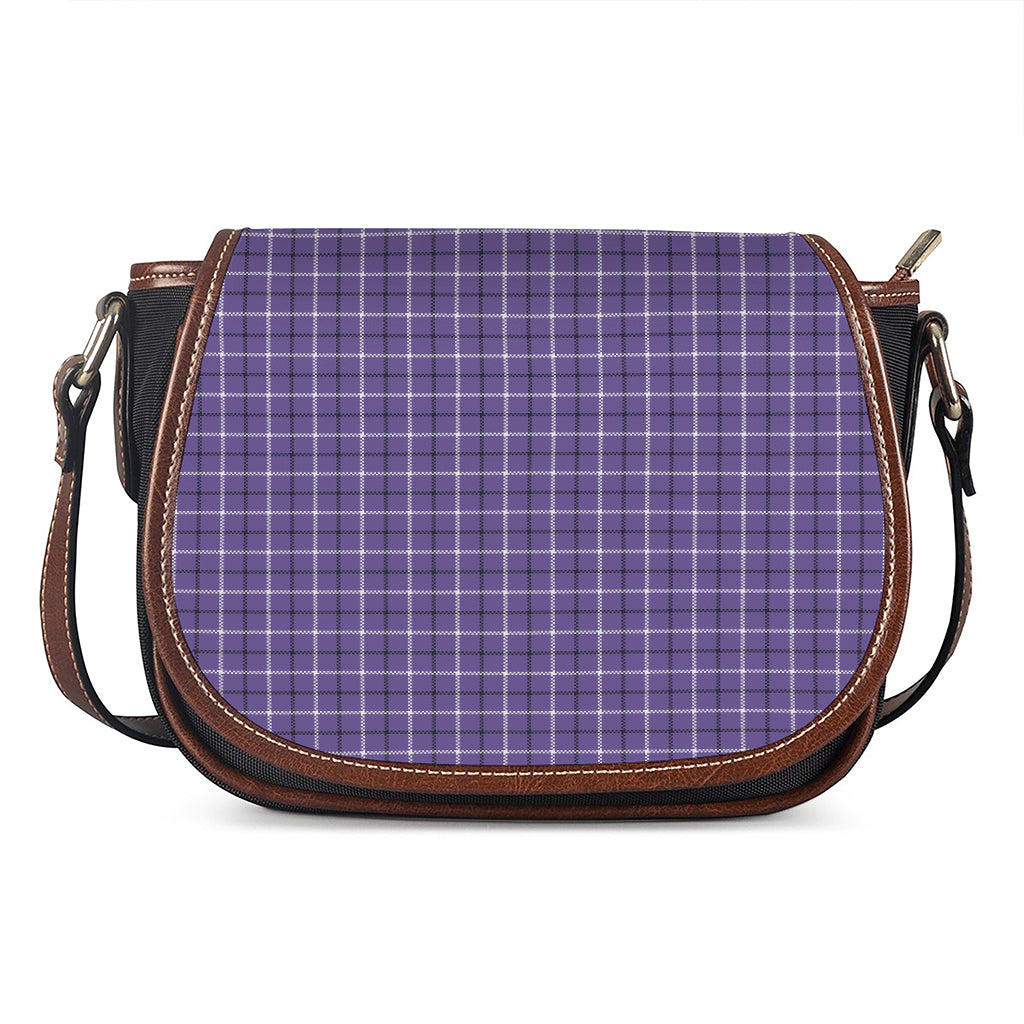 Purple And White Tattersall Print Saddle Bag