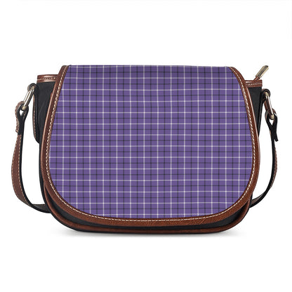 Purple And White Tattersall Print Saddle Bag
