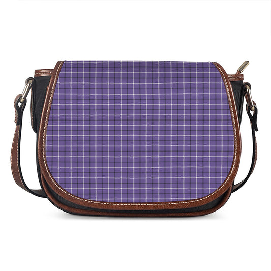 Purple And White Tattersall Print Saddle Bag
