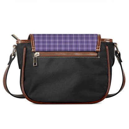 Purple And White Tattersall Print Saddle Bag