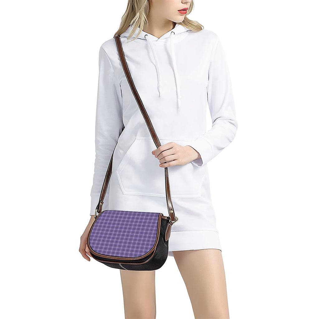 Purple And White Tattersall Print Saddle Bag