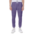 Purple And White Tattersall Print Joggers
