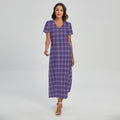 Purple And White Tattersall Print Short Sleeve Maxi Dress