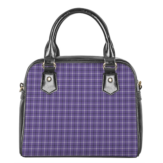 Purple And White Tattersall Print Shoulder Handbag