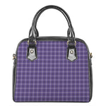 Purple And White Tattersall Print Shoulder Handbag