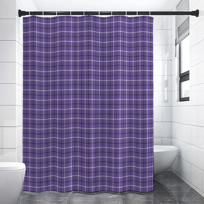 Purple And White Tattersall Print Shower Curtain