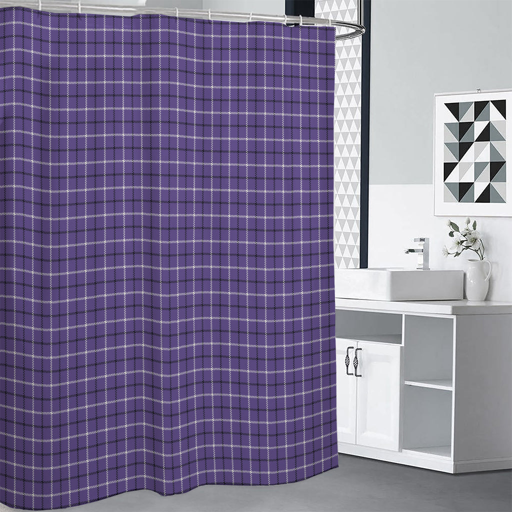 Purple And White Tattersall Print Shower Curtain
