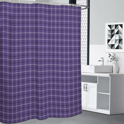 Purple And White Tattersall Print Shower Curtain