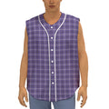 Purple And White Tattersall Print Sleeveless Baseball Jersey
