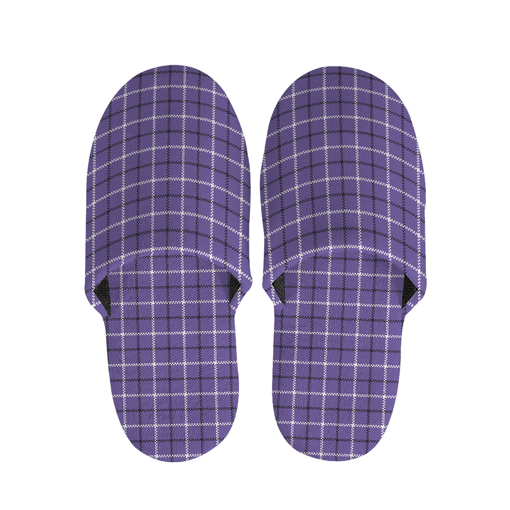 Purple And White Tattersall Print Slippers