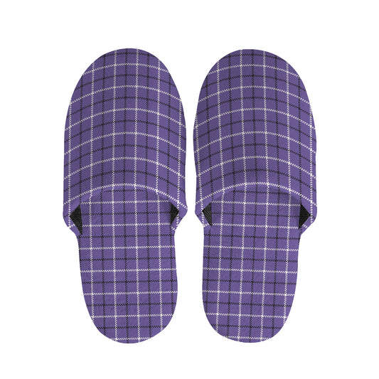 Purple And White Tattersall Print Slippers