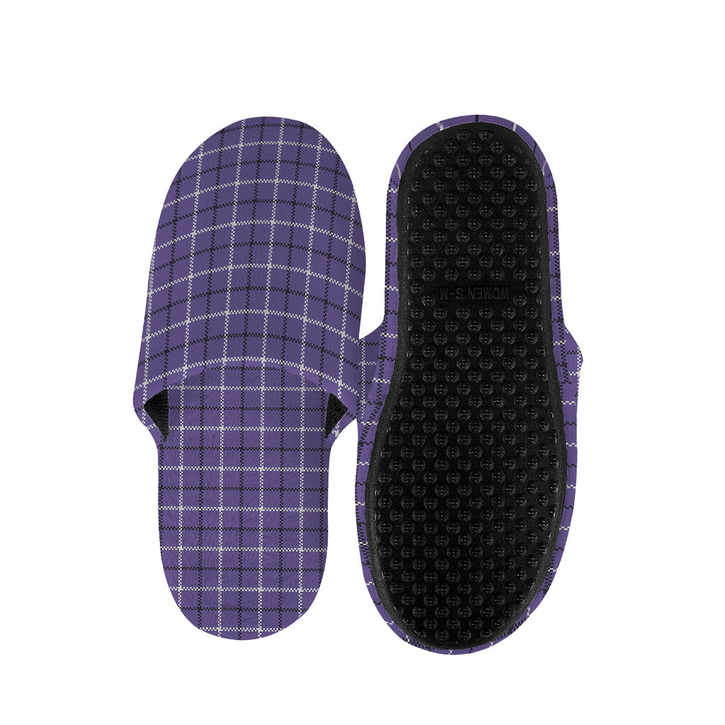 Purple And White Tattersall Print Slippers