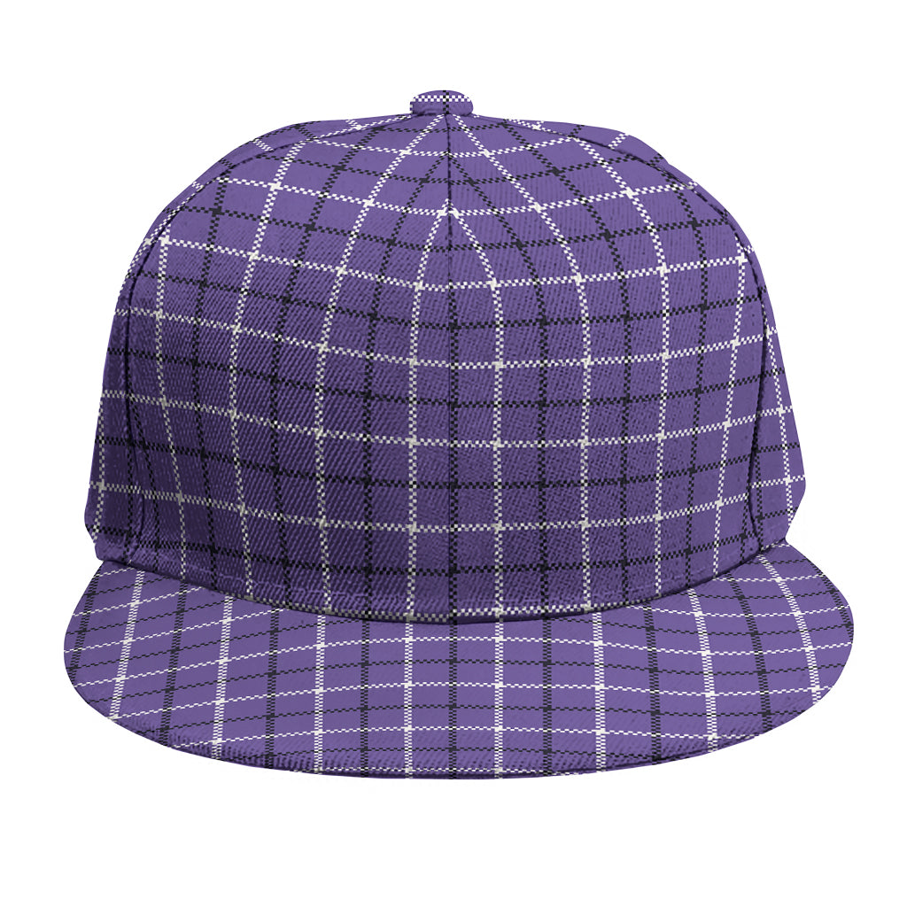 Purple And White Tattersall Print Snapback Cap