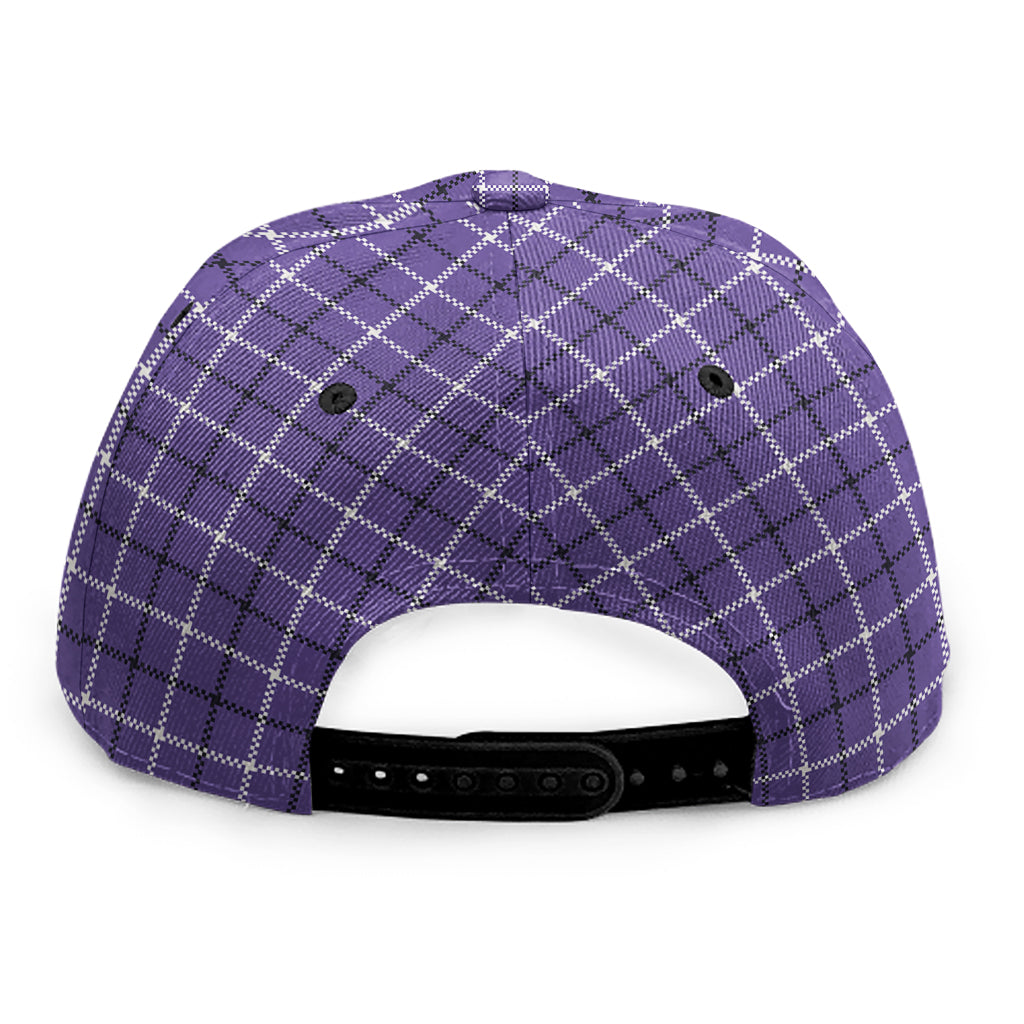 Purple And White Tattersall Print Snapback Cap