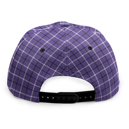 Purple And White Tattersall Print Snapback Cap