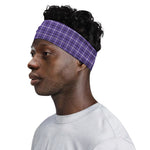 Purple And White Tattersall Print Sports Headband