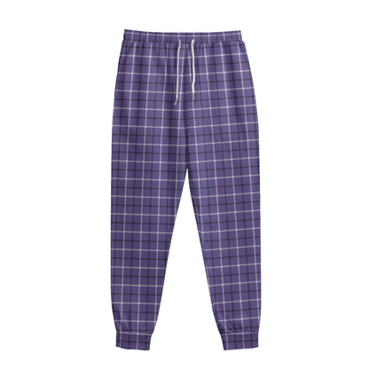 Purple And White Tattersall Print Sweatpants