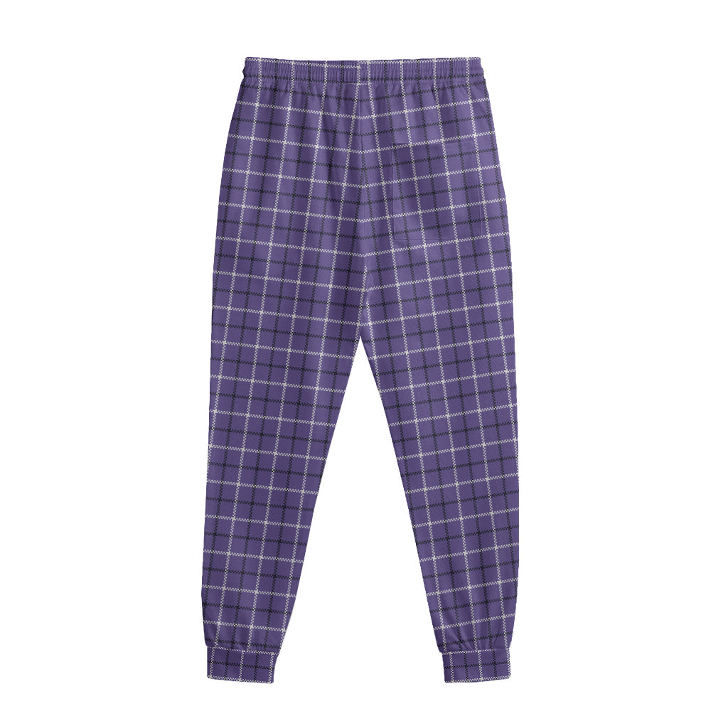 Purple And White Tattersall Print Sweatpants
