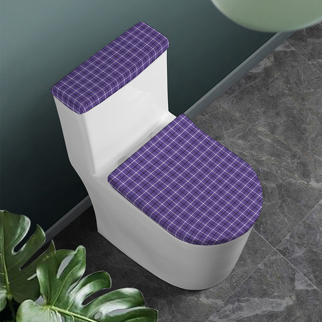 Purple And White Tattersall Print Toilet Lid And Tank Cover Set