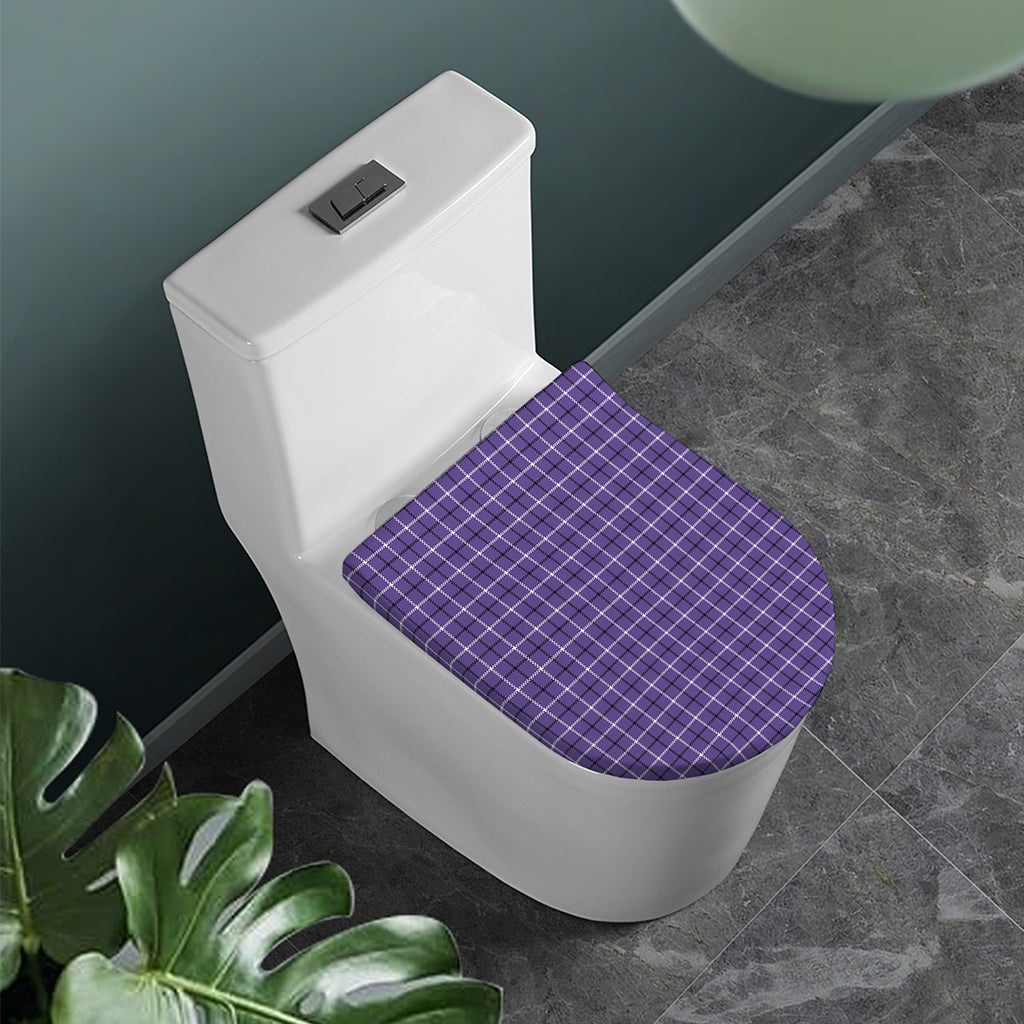 Purple And White Tattersall Print Toilet Lid Cover