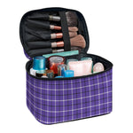 Purple And White Tattersall Print Travel Makeup Bag