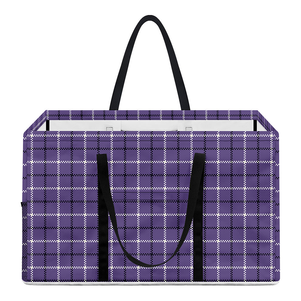 Purple And White Tattersall Print Utility Tote Bag