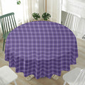 Purple And White Tattersall Print Waterproof Round Tablecloth