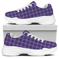 Purple And White Tattersall Print White Chunky Shoes