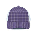 Purple And White Tattersall Print White Mesh Trucker Hat