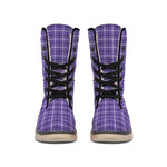 Purple And White Tattersall Print Winter Boots
