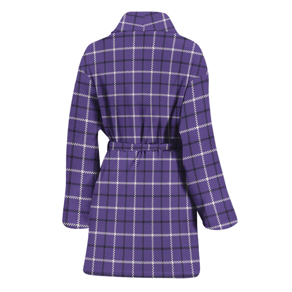 Purple And White Tattersall Print Women's Bathrobe
