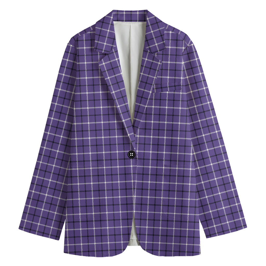 Purple And White Tattersall Print Women's Blazer