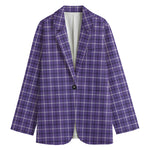 Purple And White Tattersall Print Women's Blazer
