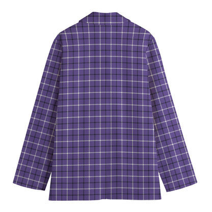 Purple And White Tattersall Print Women's Blazer