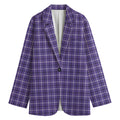 Purple And White Tattersall Print Women's Cotton Blazer