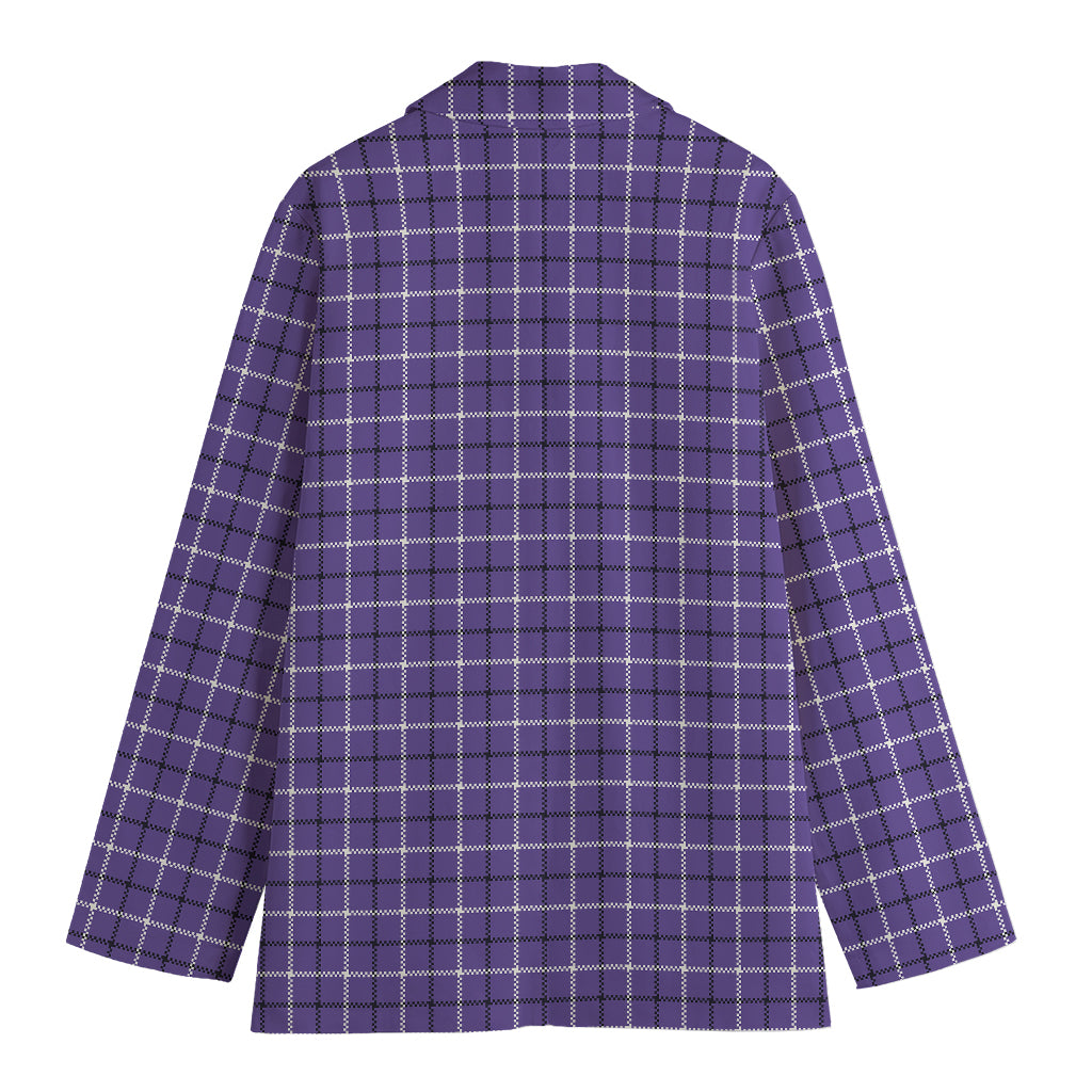 Purple And White Tattersall Print Women's Cotton Blazer