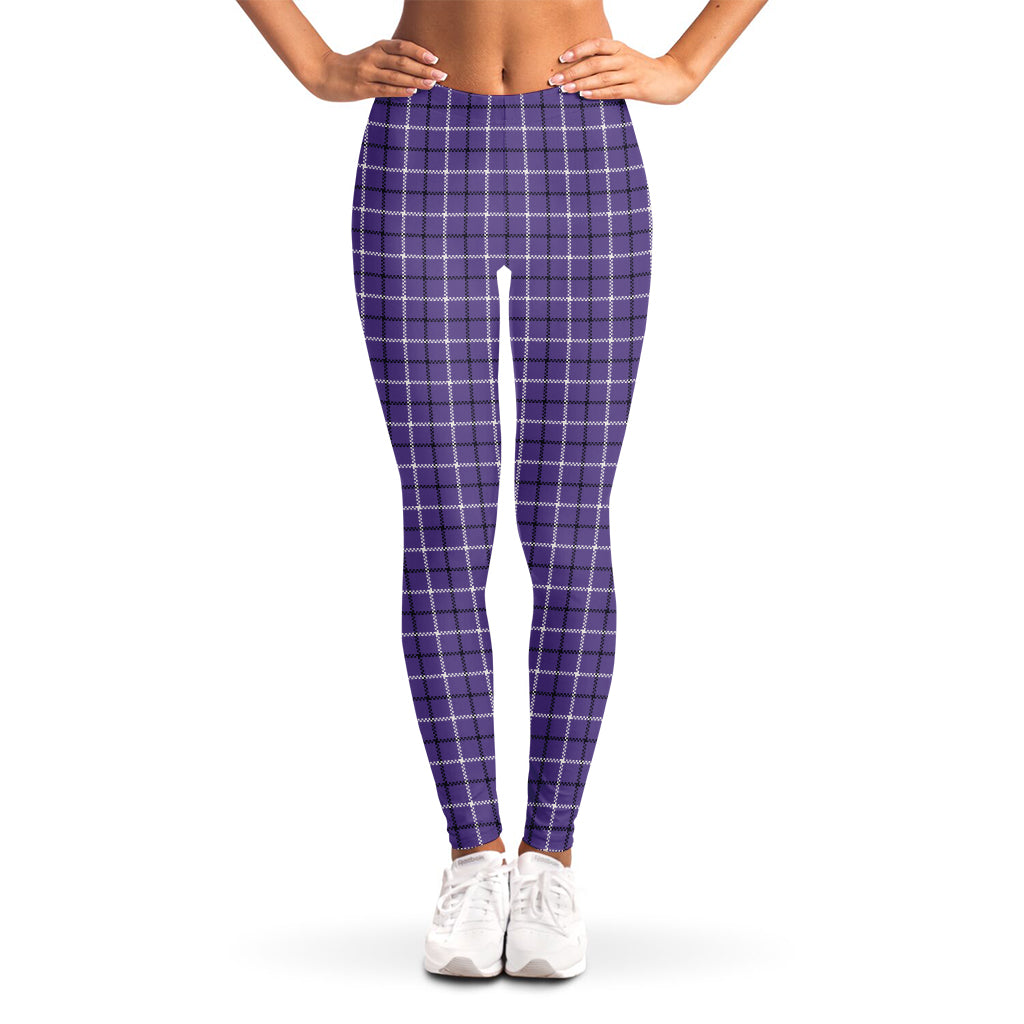 Purple And White Tattersall Print Women's Leggings