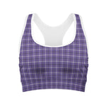Purple And White Tattersall Print Women's Sports Bra
