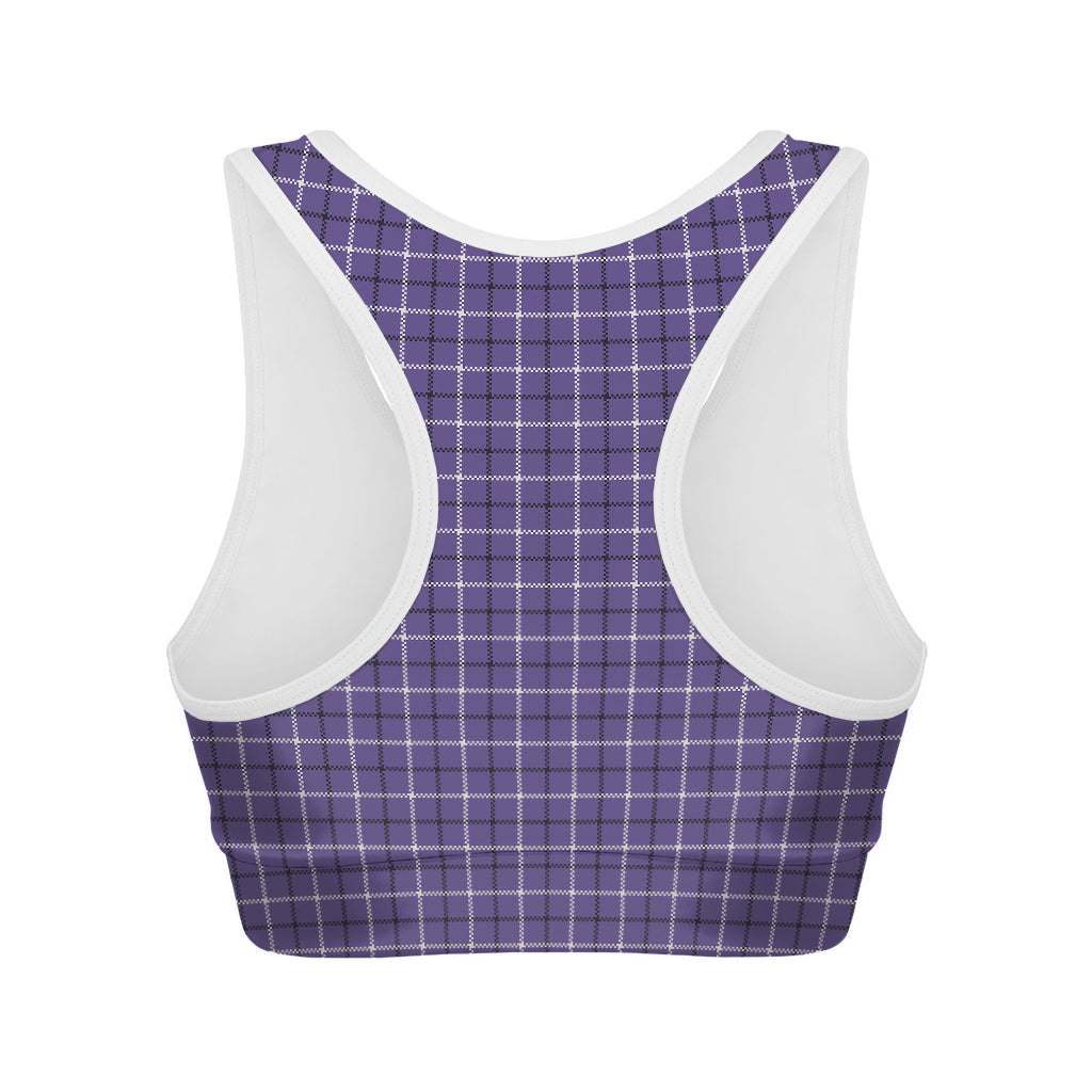Purple And White Tattersall Print Women's Sports Bra