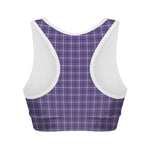 Purple And White Tattersall Print Women's Sports Bra