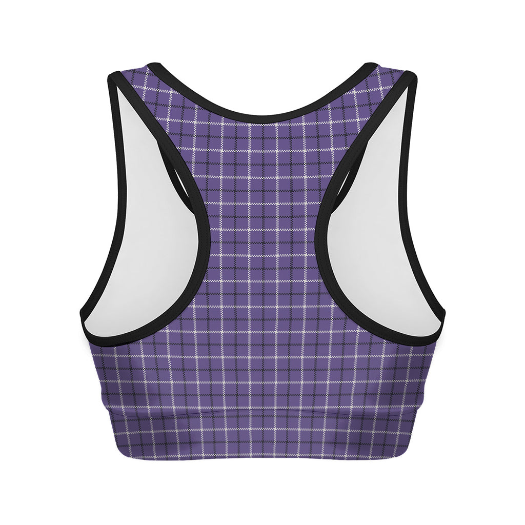 Purple And White Tattersall Print Women's Sports Bra