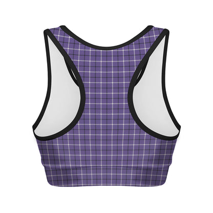Purple And White Tattersall Print Women's Sports Bra