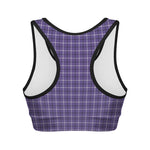 Purple And White Tattersall Print Women's Sports Bra