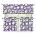 Purple And White Volleyball Print 3 Piece Kitchen Curtains