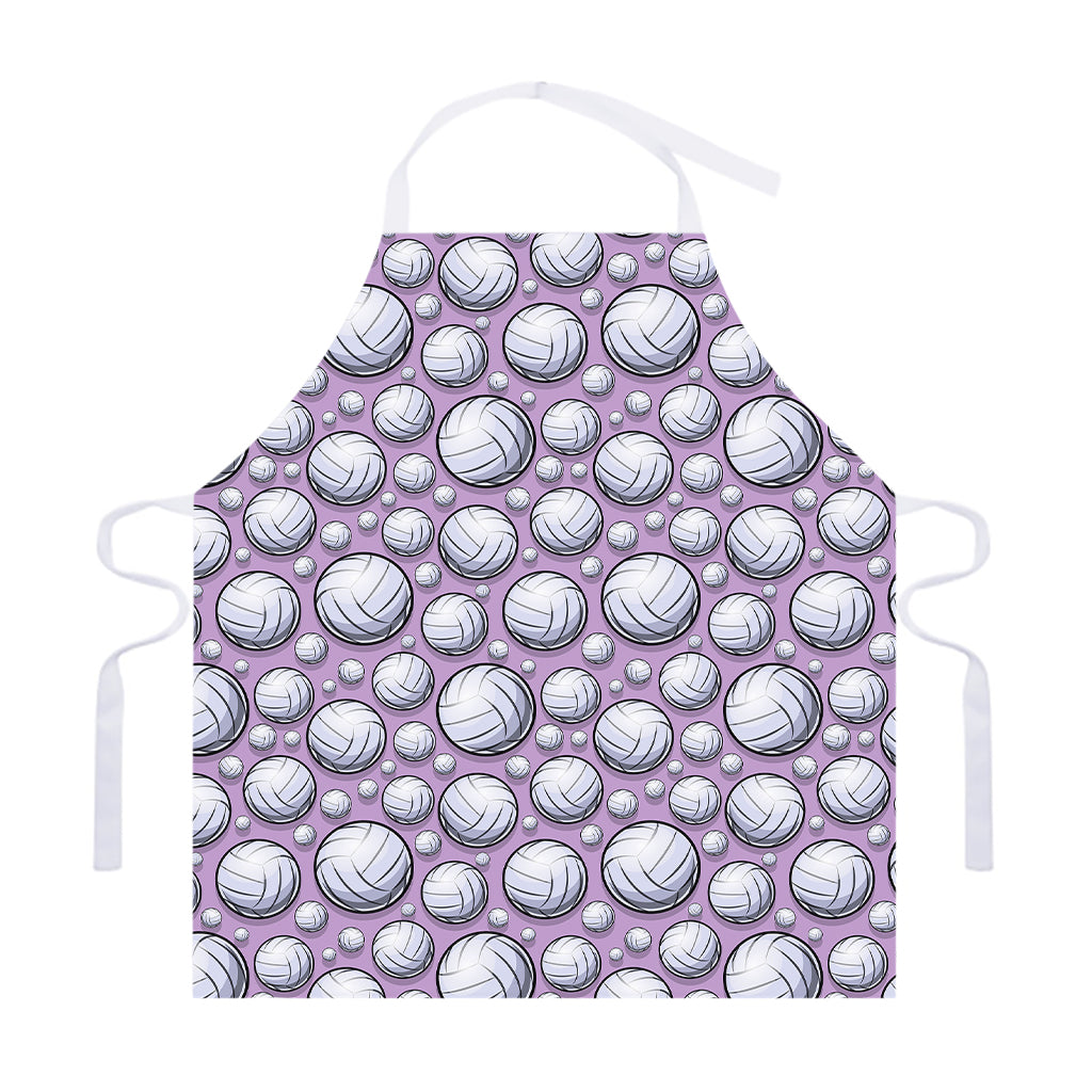 Purple And White Volleyball Print Adjustable Apron