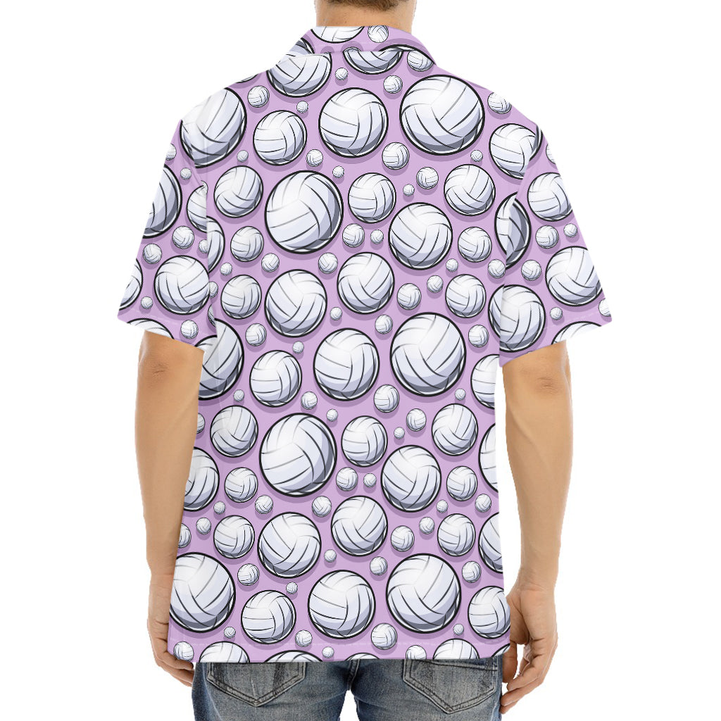 Purple And White Volleyball Print Aloha Shirt