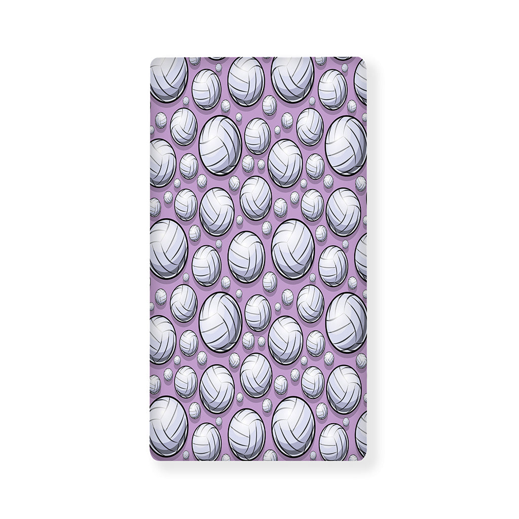 Purple And White Volleyball Print Baby Crib Sheet