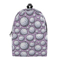 Purple And White Volleyball Print School Backpack