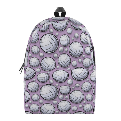 Purple And White Volleyball Print Backpack