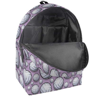 Purple And White Volleyball Print Backpack